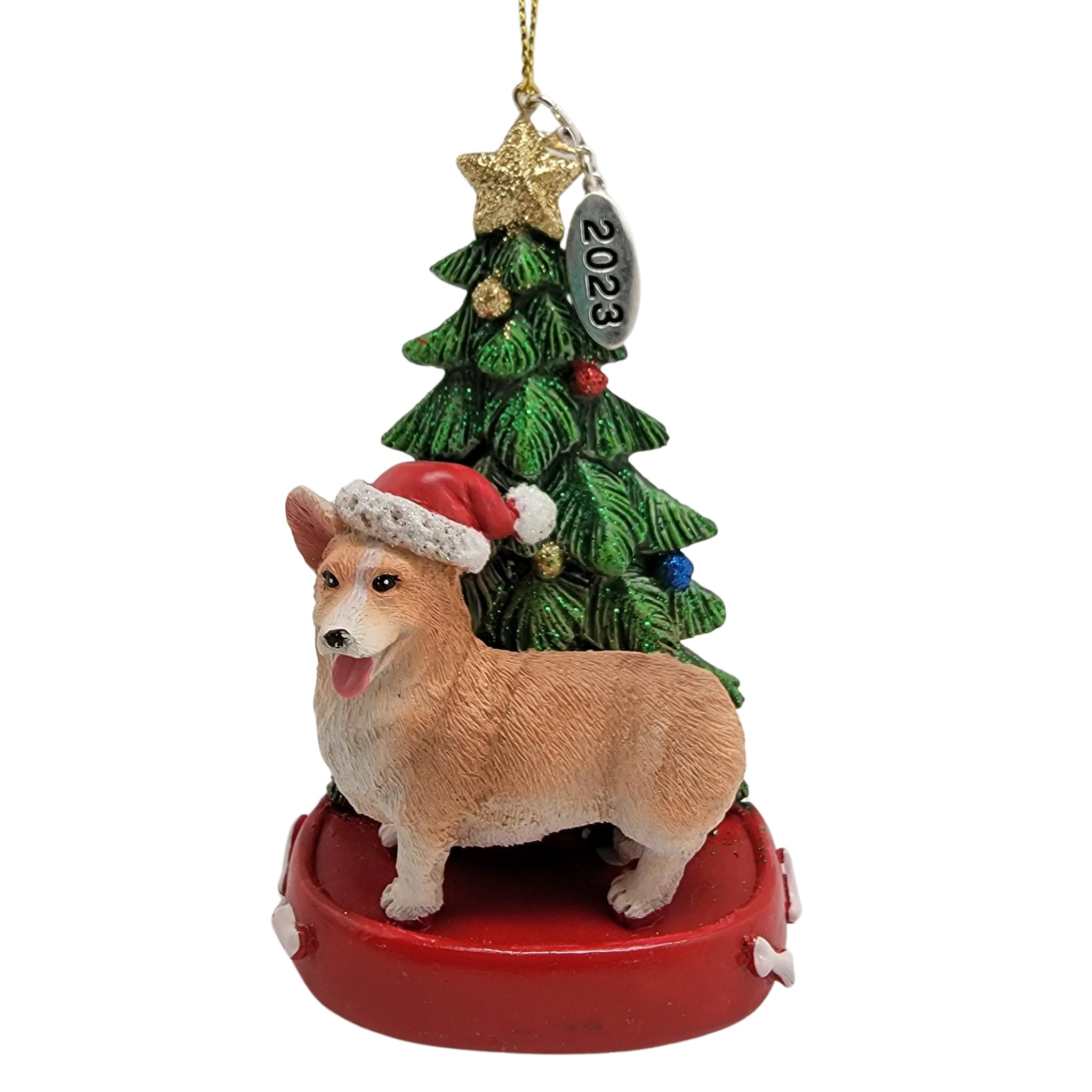 Corgi Dog with Tree Ornament