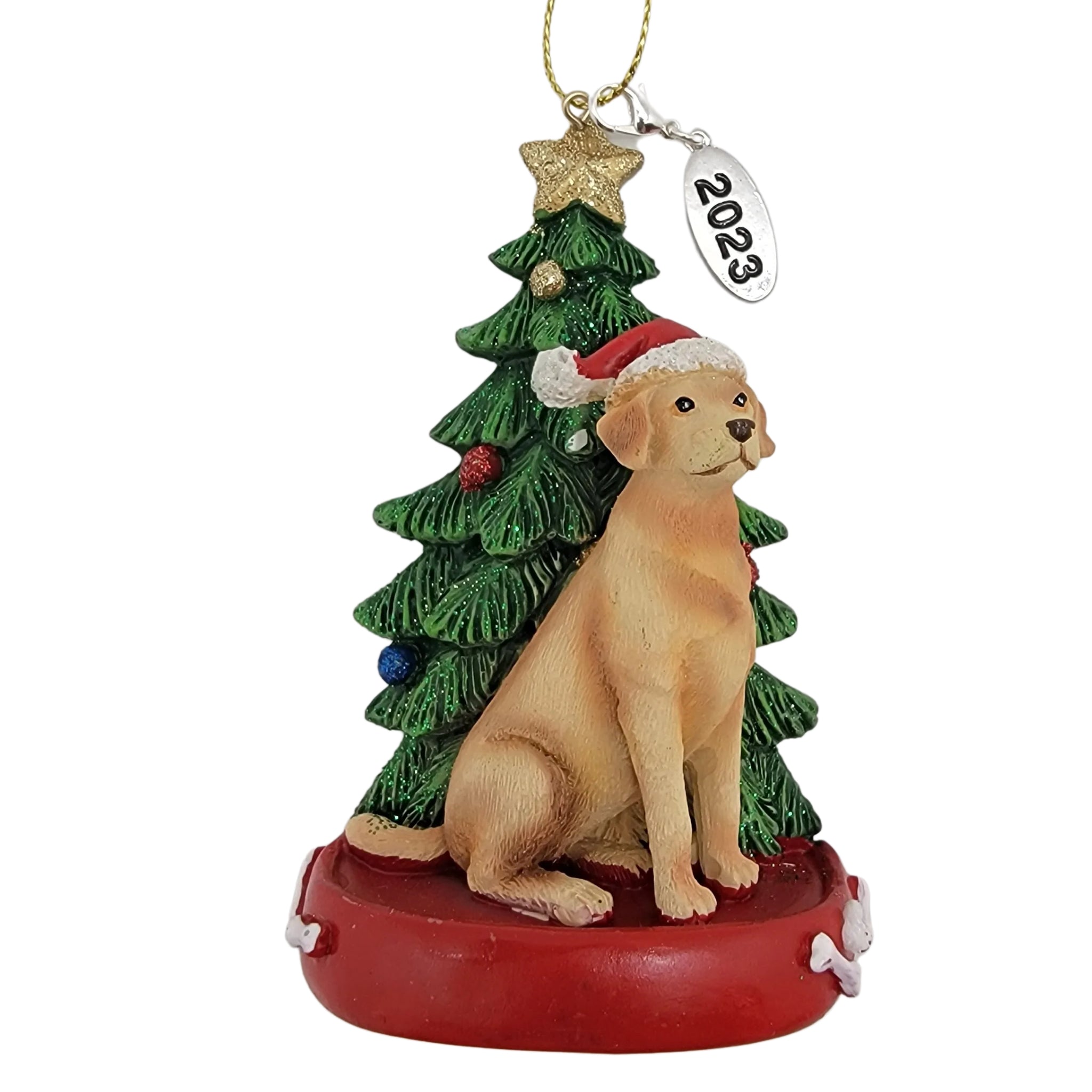 Golden Labrador Dog with Tree Ornament