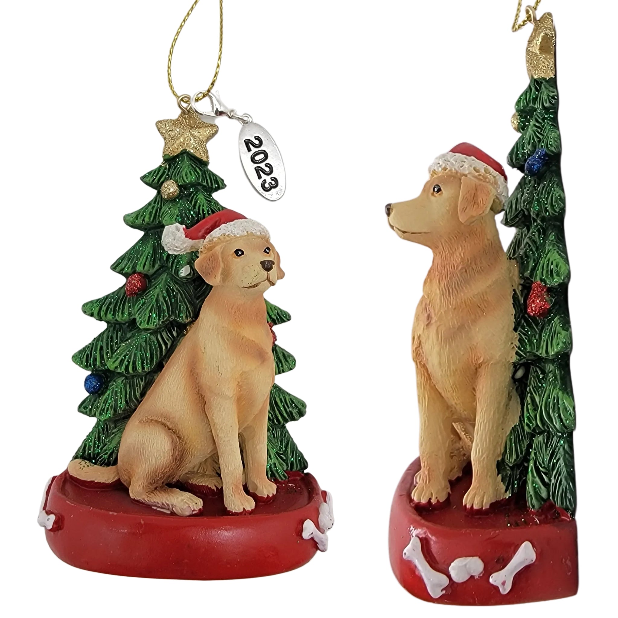 Golden Labrador Dog with Tree Ornament