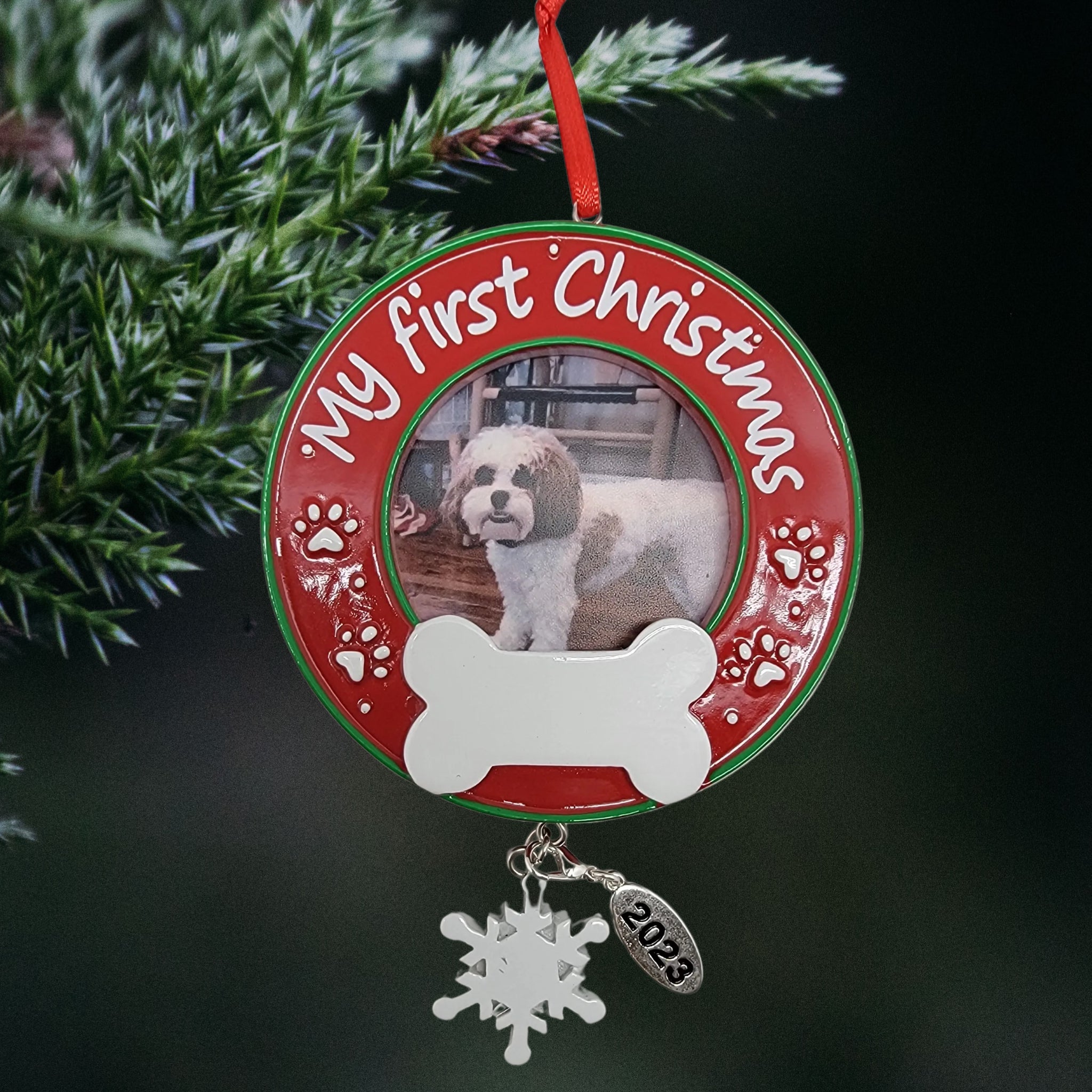 Dogs First Christmas Ornament Photo Frame