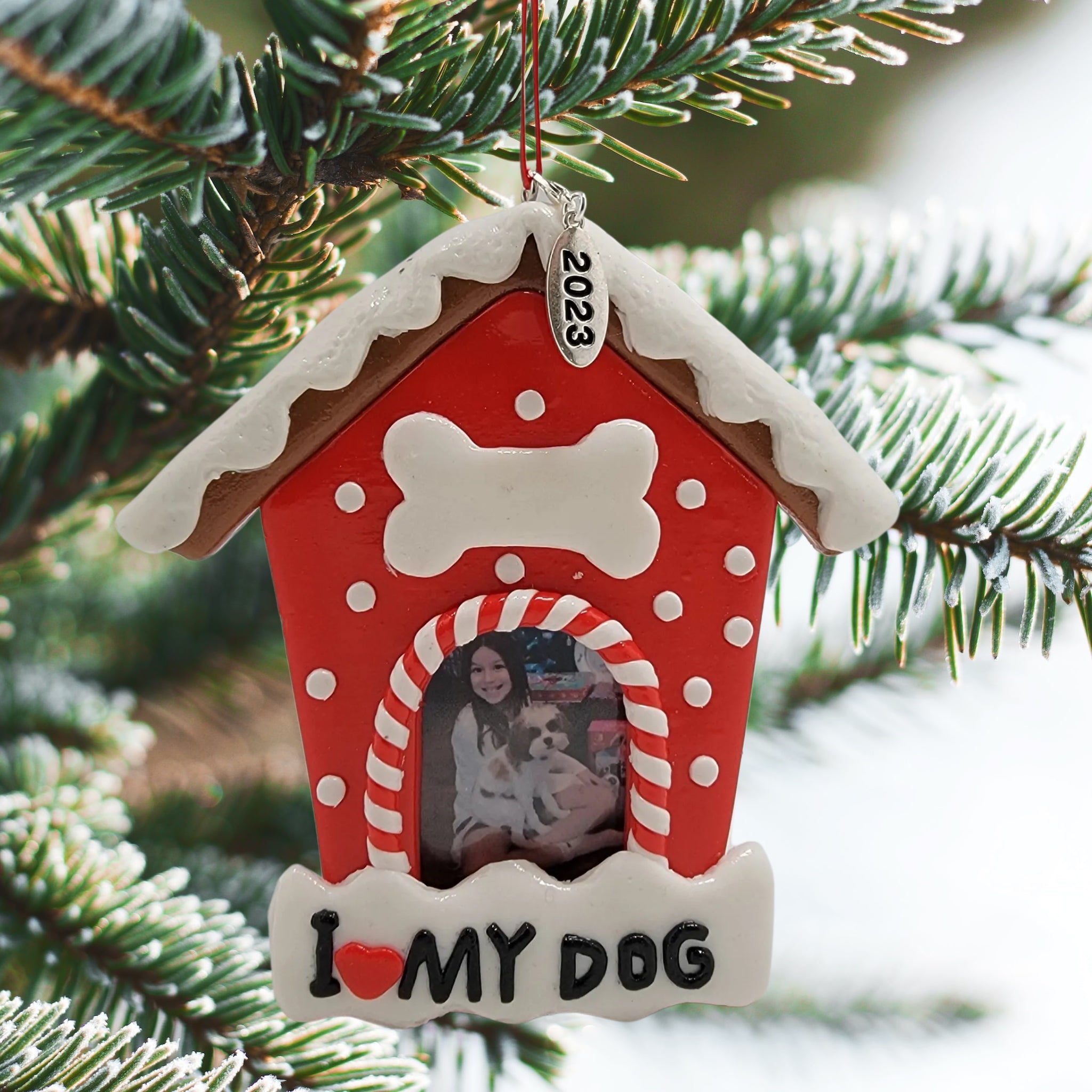 I Love My Dog Photo Frame Ornament