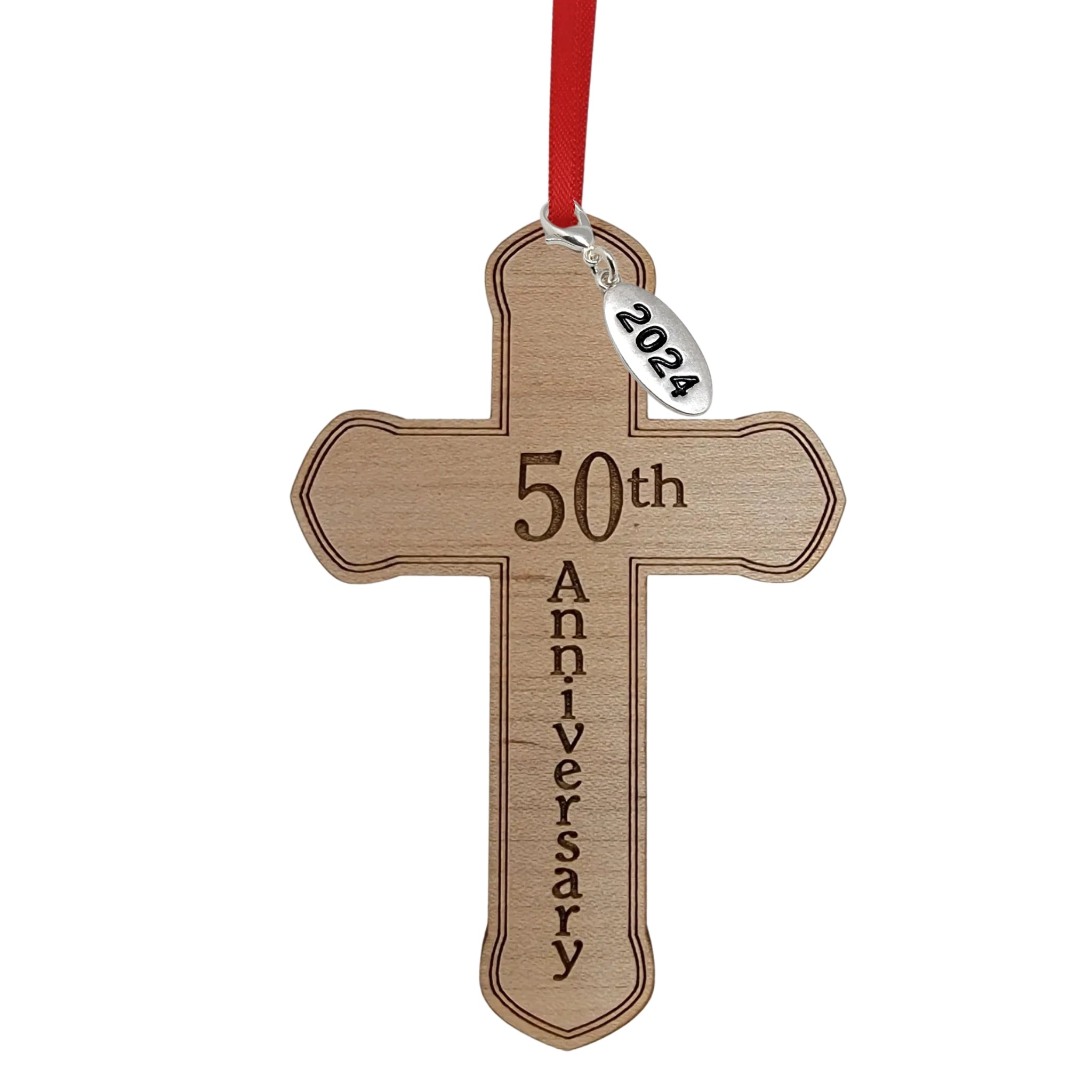 50th Anniversary Wooden Cross Ornament