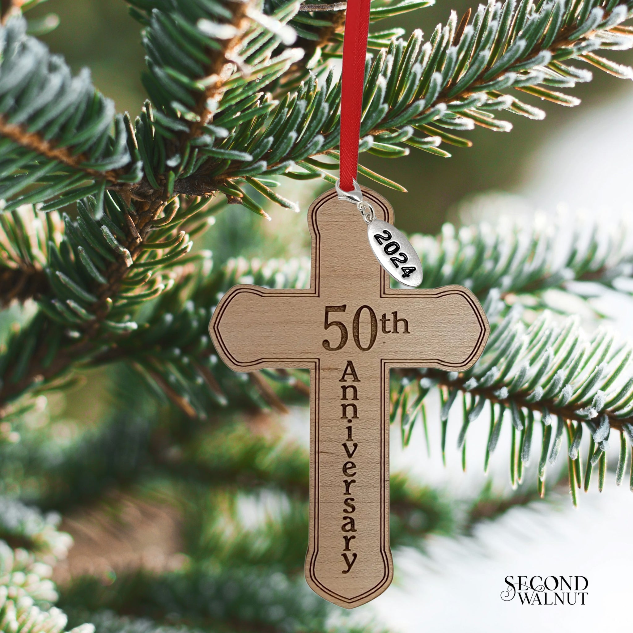 50th Anniversary Wooden Cross Ornament