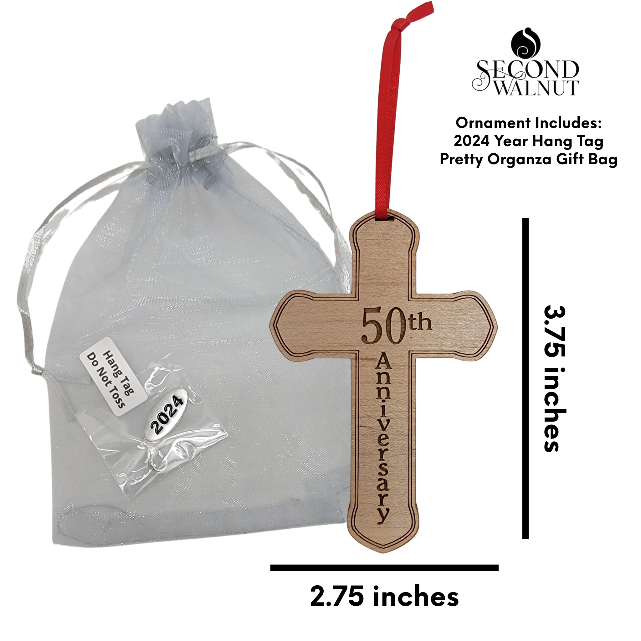 50th Anniversary Wooden Cross Ornament