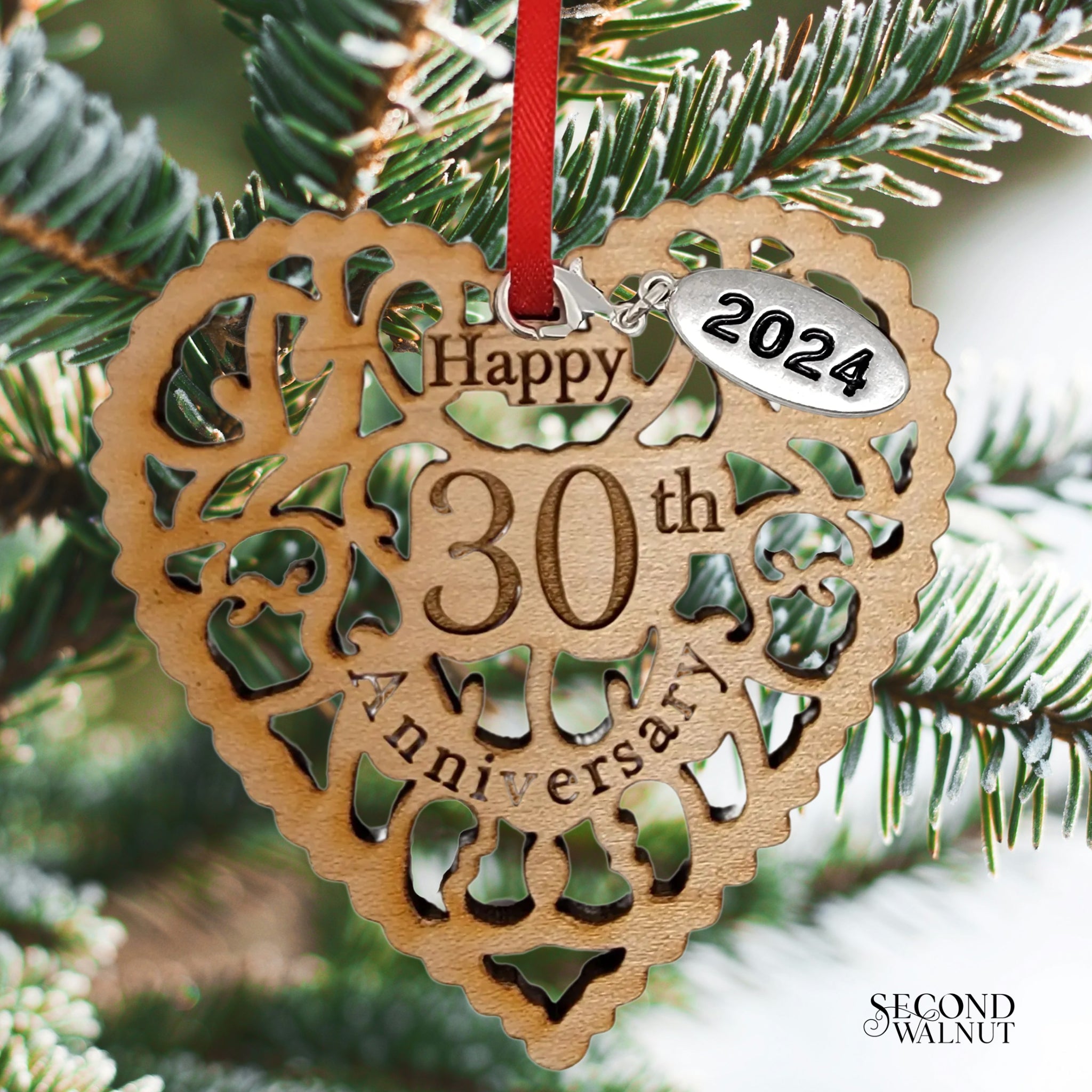 30th Anniversary Wooden Heart Ornament