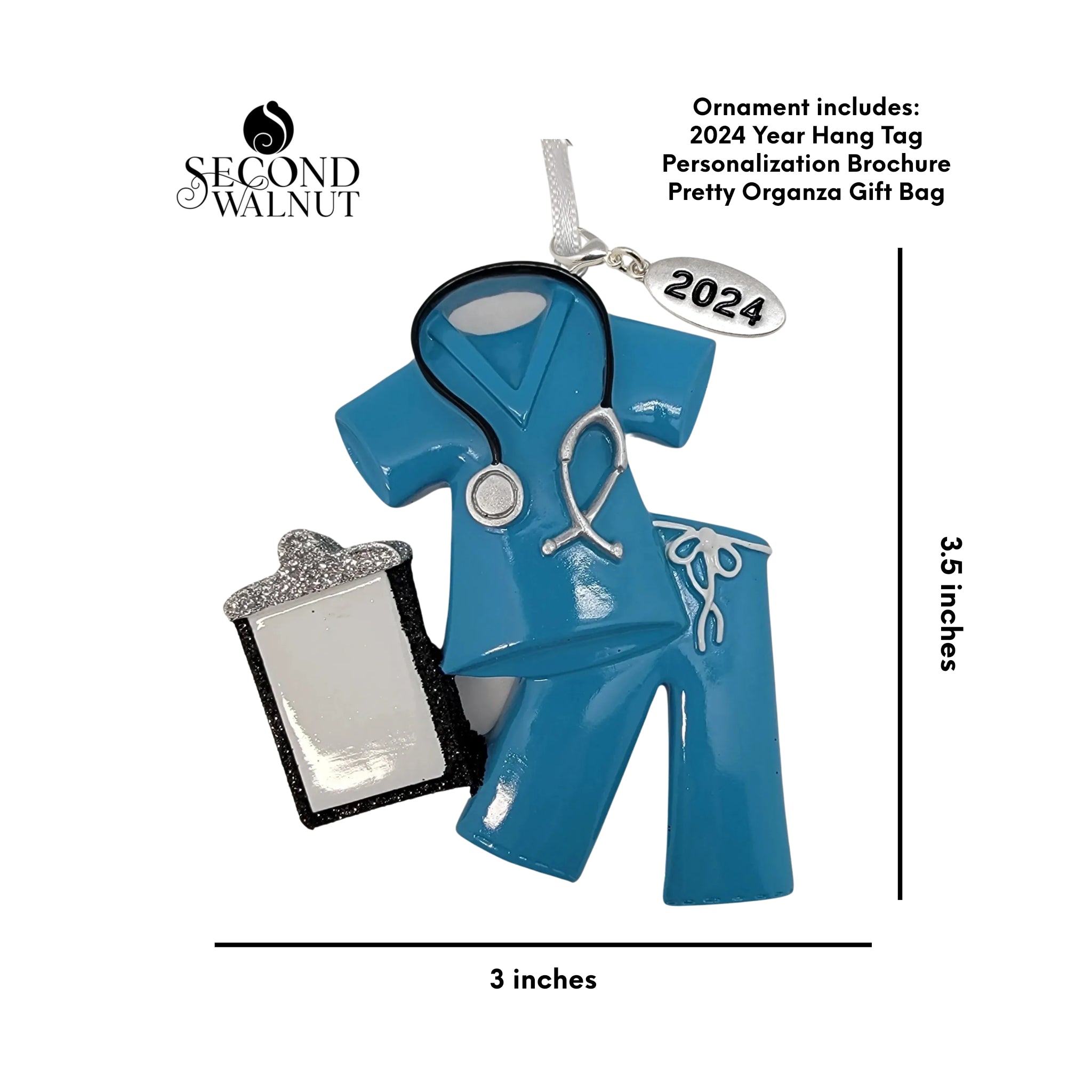 Blue Scrubs with Clipboard Nurse Ornament